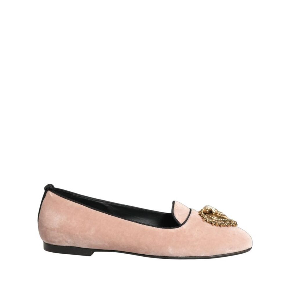 Dolce & Gabbana Pink Velvet Devotion Loafers Flats Women's Shoes